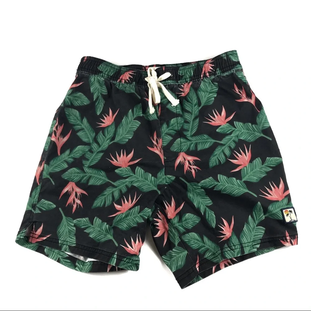 •MARINE LAYER• Hamilton Trunks Faded Black Floral Pocket